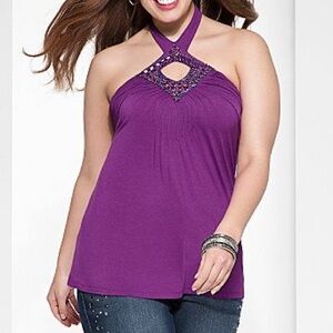 Lane Bryant Halter Neck Embellished Women's Top